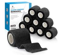 YANGTSUNG 9 Rolls of Self-Adhesive Elastic Bandage, 5cm x 4.5m Reusable Cohesive Bandage, Breathable, Waterproof Sports Strapping Tape for Wrist, Ankle, Pet Bandage Tape for Dogs & Horses, Black