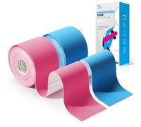 YANGTSUNG Kinesiology Tape, 5 m x 5 cm Waterproof & Hyopallergenic Kinetic Sports Tape for Shoulder, Knee, Ankle Shin Splints Support, Physio & Sports Injury Muscle Tape, Light Blue&Pink