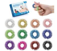 YANGTSUNG Spring Acupressure Rings, 12PCS 27mm Spiky Sensory Finger Rings for Anxiety & Stress Relief, Blood Circulation, Versatile Fidget Massager for Adults and Teens 14+ (Multi-Color)