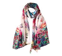 YangtzeStore Charmeuse Silk Long Scarf with Floral Print, 67" x 20"