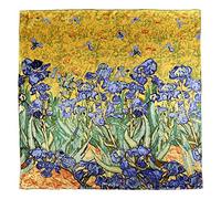 YangtzeStore Large Square Charmeuse Silk Scarf Classic Art Print, Blue Lily, 63" x 17"
