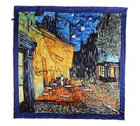 YangtzeStore Large Square Charmeuse Silk Scarf Classic Art Print, Cafe Terrace at Night, 63" x 17"