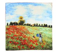 YangtzeStore Large Square Charmeuse Silk Scarf Classic Art Print, Poppies By Monet, 63" x 17"