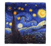 YangtzeStore Large Square Charmeuse Silk Scarf Classic Art Print, Starry Night, 63" x 17"