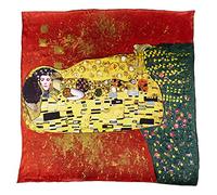 YangtzeStore Large Square Charmeuse Silk Scarf Classic Art Print, The Kiss By Klimt 2, 63" x 17"
