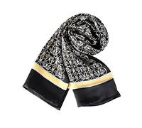 YangtzeStore Long Charmeuse Satin Silk Scarf for Men, Black and White, 63"x10"