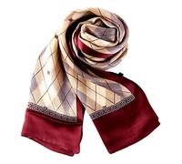 YangtzeStore Long Charmeuse Satin Silk Scarf for Men, Maroon Check 11, 63"x10"