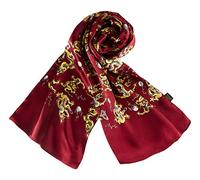 YangtzeStore Long Charmeuse Satin Silk Scarf for Men, Maroon Dragon, 63"x10"