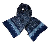 YangtzeStore Long Charmeuse Satin Silk Scarf for Men, Navy Paisley, 63"x10"