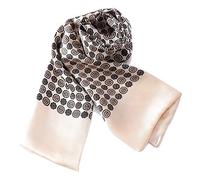 YangtzeStore Long Charmeuse Satin Silk Scarf for Men, Taupe Squares, 63"x10"
