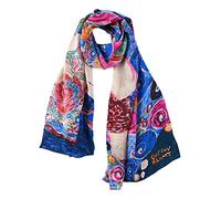 YangtzeStore Long Charmeuse Silk Scarf Classic Art Print, Blue Lotus By Klimt, 63" x 17"