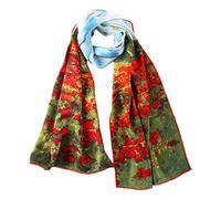 YangtzeStore Long Charmeuse Silk Scarf Classic Art Print, Green, 63" x 17"