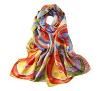 YangtzeStore Long Charmeuse Silk Scarf Classic Art Print, Rainbow, 63" x 17"