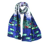 YangtzeStore Long Charmeuse Silk Scarf Classic Art Print, Water Lilies By Monet, 63" x 17"