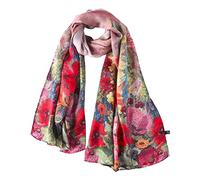 YangtzeStore Long Charmeuse Silk Scarf With Floral Print, Red Poppy, 67" x 20"