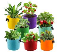 YANGUN 10 Gallons Plant Grow Bags, 5 Pack Grow Bags for Vegetables, Fabric PlantPots with Handles, Thickened Nonwoven Plant GrowingBags for Vegetable/Flower/Strawberry/Tomatoes (Multicolor)