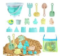 YANGUN 18 Pieces Sand Pit Toys, Beach Toys Set For Kids with Collapsible Bucket, Mesh Bagand Spade Beach Set, Beach Sand Toy for Kids Toddlers Boys Girls and Spring/Summer Holiday