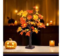 YANGUN 24LEDS Maple Leaf Tree Light, 60cm LED Maple Tree for Fall Decor, Battery Operated Warmwhite Light Up Treefor Halloween Thanksgiving Christmas Fall Harvest Party