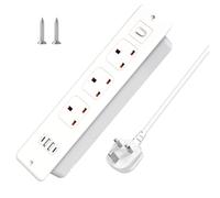 YANGUN 3 Ways Recessed Power Socket, Desk Power Socket with 2 USB-A, 2 USB-C Ports, Desk Power Strip for Office Home Kitchen Workbench, 2M/ 6.5FT Cable, White