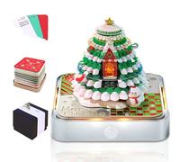 YANGUN 3D Desk Calendar, Time Piece Calendar, christmas tree advent calendar with Light, 3D Paper Carving Art Memo Pad for Christmas Desktop Decoration(ColorfulChristmas Tree)