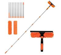 YANGUN 4.3M Window Cleaning Equipment, Telescopic Window Cleaner, Long Handle Squeegee Kit with Silicon Squeegee and Scrubber Tool, for Indoor/Outdoor High Window, Wall, Car