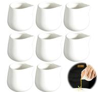 YANGUN 8 Pcs White Ceramic Milk Jug, Mini Creamer Jug Without Handle, Small Porcelain Milk Jug for Coffee Shops,Hotels etc,Also a Good Gift for Family and Friends (45ml) (Without Handle)