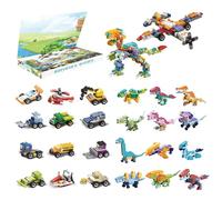 YANGUN Advent Calendar 2025 Building Blocks, Car Dinosaur Mini Building Blocks, 24 Days Christmas Countdown, School Rewards Supplies, Christmas Gifts Party Favours for Unisex Kids Age 3+