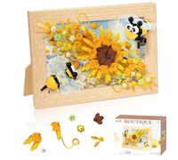 YANGUN Bee Flowers Micro Mini Building Set, Clamping Blocks Picture Frame, Sunflower, Gift for Girls from 6 Years and Adults (Bee)