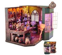 YANGUN Book Nook Kit, DIY Book Nook Kit with LED Lights, Home, Bookshelf Decor, Wooden Book Nook Dollhouse Kit, 3D Puzzle Wooden Art Bookends for Adults to Build (Art Deco)