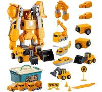YANGUN Constructo Modular Transforming Toy Set, 35 Pcs Magnetic Transform Engineering Car Assembled Toys, Transforming Robot Car Toy with Storage Box,Magnetic Modular TransformingToy Set for Kids Boy