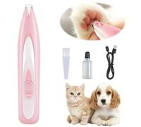 YANGUN Dog & Cat Paw Trimmer - Waterproof Rechargeable, Quiet Clippers for Paws, Eyes & Ears (Pink)