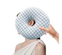 YANGUN Ear Piercing Pillow, 12'' Donut Pillow PiercingPillow, DoughnutPillow for EarPiercing, PillowWith Hole for Ear GuardPillow, O-ShapedPillow for Side Sleepers CNH Releasing EarPain (Blue Plaid)