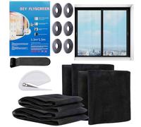 YANGUN Fly Screen for Windows, 6 Packs Window Netting for Insects, Max Size 130 x 150 CM with 6 Rolls Self-Adhesive Tapes, Insect Screen to Keep Bugs, Flys and Mosquitoes Out, Black