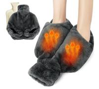 YANGUN Foot Warmer, 2L Heated Feet Warmer with Removable & Washable Plush Cover, Warm in Winter, feet warmers for women, Natural Rubber for Women and Men Feet Size 35 to 45(Dark Grey)