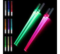 YANGUN Glowing Lightsaber Chopsticks, 2 Pairs With 9 Color Modes, LED Light Up Sushi Sticks, BPA Free and Food Safe for Kitchen Dinner Party