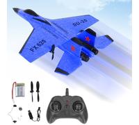 YANGUN Remote Control Plane, Remote Control Wireless Airplane Toy, RC Planes Ready To Fly, SU-35 Foam RC Planes 2CH 2.4Ghz RCPlane with LED Light Strip,RC GliderPlane for Kids Beginners Adult (Blue)