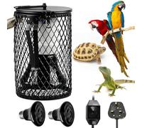 YANGUN Reptile Heat Lamp with Guard, with 2 Pack 50W Ceramic Heating Lamp, Reptile Heat Bulb for Tortoise, Snake, Frog, Lizard, Chicks