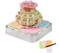 YANGUN Time Piece Calendar 2026 Castle, 3D Memo Pad Calendar 2026 with LED Light,3D Paper Sculpture Calendars 2026 3D Art Calendars 2026Creative Gift for Christmas Housewarming Desktop Decoration Pink