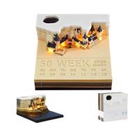 YANGUN Time Piece Calendar 2026, Desk Calendar with LED Light, 3D Memo Pad, Dream Castle, Paper Carving ArtCraft DIY Gift for Christmas Office Housewarming Desktop Decoration (berry)
