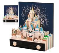 YANGUN Time Piece Calendar 2026, Desk Calendar with LED Light, 3D Memo Pad, Dream Castle, Paper Carving ArtCraft DIY Gift for Christmas Office Housewarming Desktop Decoration (Cranberry)