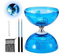 YANGUN Triple Bearing Diabolo Set, Diablo Toy, Juggling Set with Wooden Sticks, Circus Toys for kids, Focus Development Coordination Activity Training for Kids Ages 8+ Above & Adults, BLUE