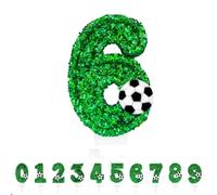 YANGWEN 3D Birthday Number Candles, Soccer Football Themed Age Candles for Cakes, Anniversary, Wedding, Graduation Party Decorations,Number 6