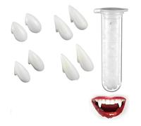 YANGWEN 4 Pairs Vampire Fangs Kit, Custom Fake Teeth with Adhesive Pellets for Halloween, Cosplay & Costume Parties - Realistic Dentures for Vampire, Gothic & Horror Props