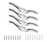 YANGWEN 4 Pcs Flagpole Rope Cleat Hook, Stainless Steel Flagpole Rope Cleat Hook Cord Hook with Screws,Non Rust Flagpole Blind Cord 66mm