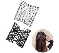 YANGWEN Magic Hair Combs,2Pcs Ladies Hair Clip Crystal Beads Hair Slides,Elastic Pearls Double Comb Decorative Stretchy Hair Comb Clip for Women Ladies Girls DIY Hair Styling Accessories