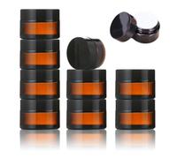 YANGWEN Pack of 10 Empty Amber Cream Jars, 10 ml Ointment Jar with Lid and Liner Cream Container, Cosmetic Jar, for Cosmetics, Creams, Lotions, Essential Oils