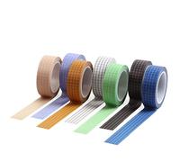 YANGWEN Washi Tapes Set, 7 Roll Washi Tape Grid Washi Tape Set Colorful Writable Paper Adhesive Masking Tapes Decorative Tape Craft Supplies for DIY, Festival, Gift Wrapping, Office Party Supplies