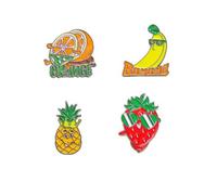 yangwenyuan 4pcs Fruit Brooches Pin Strawberry Pineapple Orange Banana Brooch Pin Enamel Lapel Pins Clothes Bag Badges Jewelry for Kids