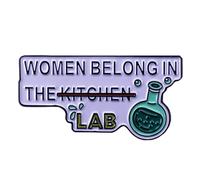 yangwenyuan Girls Women’ Power Brooch Feminist Feminism Brooch Badge Collar Brooch Women Belong To The Lab Not Kitchen Enamel Pin Scientist Letter Science Bottle Enamel Pin Metal Badge Brooch Science