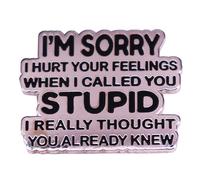 yangwenyuanFunny Quotes Brooch I'm Sorry I Hurt Your Feelings English Word Brooch Badge Funny Letter Pins Badges Cool Quotes Character Letter Lapel Pins Personality Symbol Brooches Jewelry